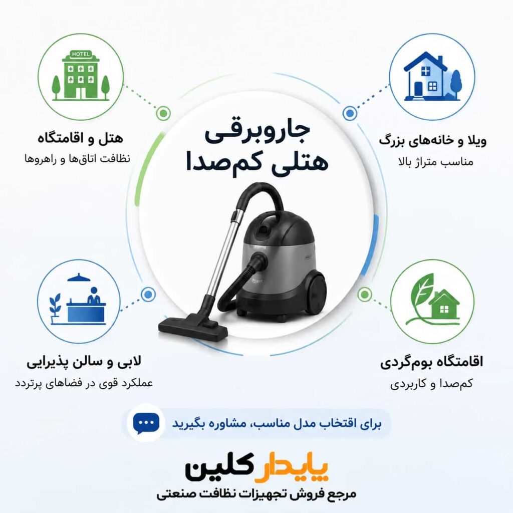 جاروبرقی هتلی کمصدا مناسب چه فضاهایی است؟